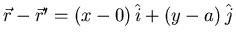 $\vec{r}-\vec{r}'=(x-0) \hat{i}+(y-a) \hat{j}$