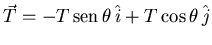 ${\displaystyle \vec{T}=-T {\rm sen} \theta \hat{i}+T\cos\theta \hat{j}}$