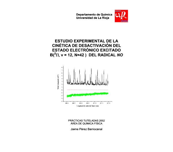 Estudio experimental de la cinética de desactivación del estado electrónico excitado B(2Π, v" = 12, N" = 42) del radical NO