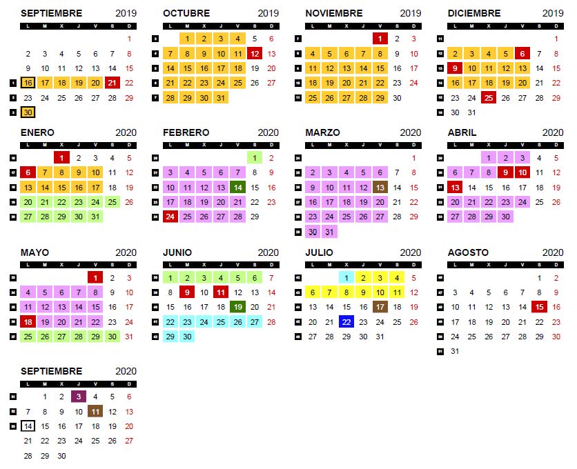 Calendario Universitario 2020