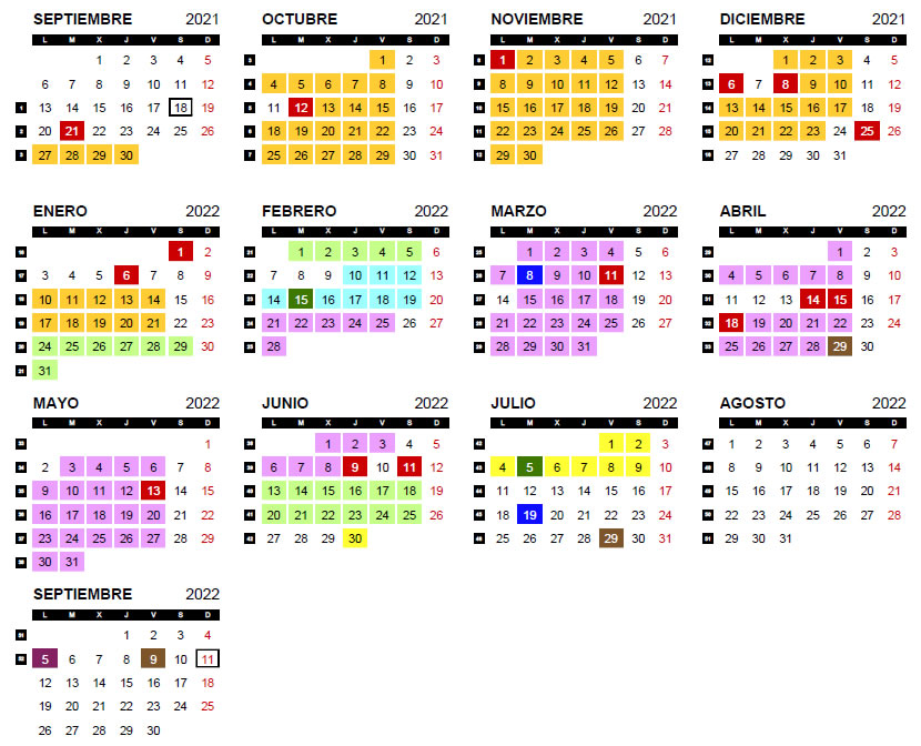 Calendario Académico 2021-22