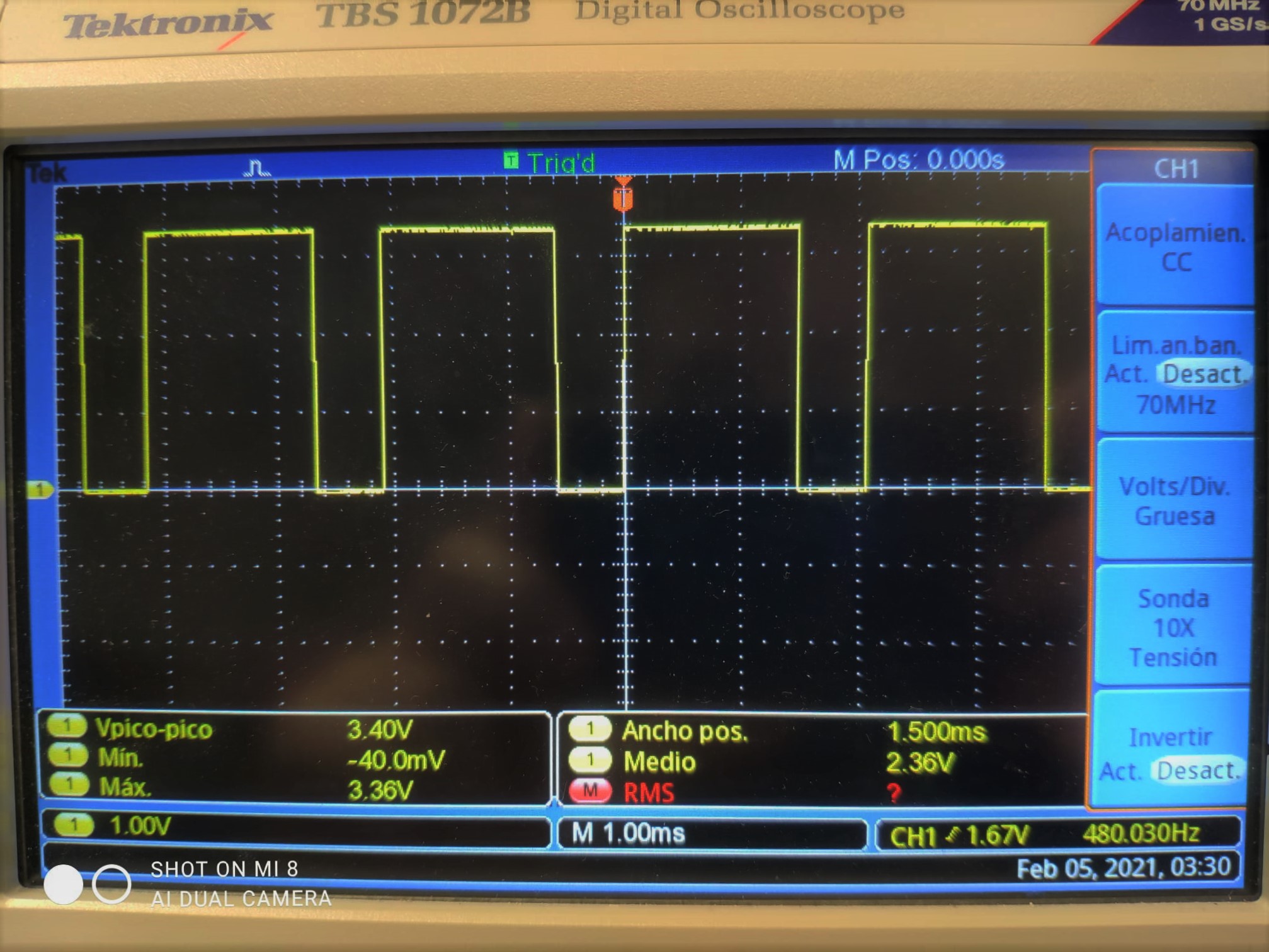Probando PWM con osciloscopio