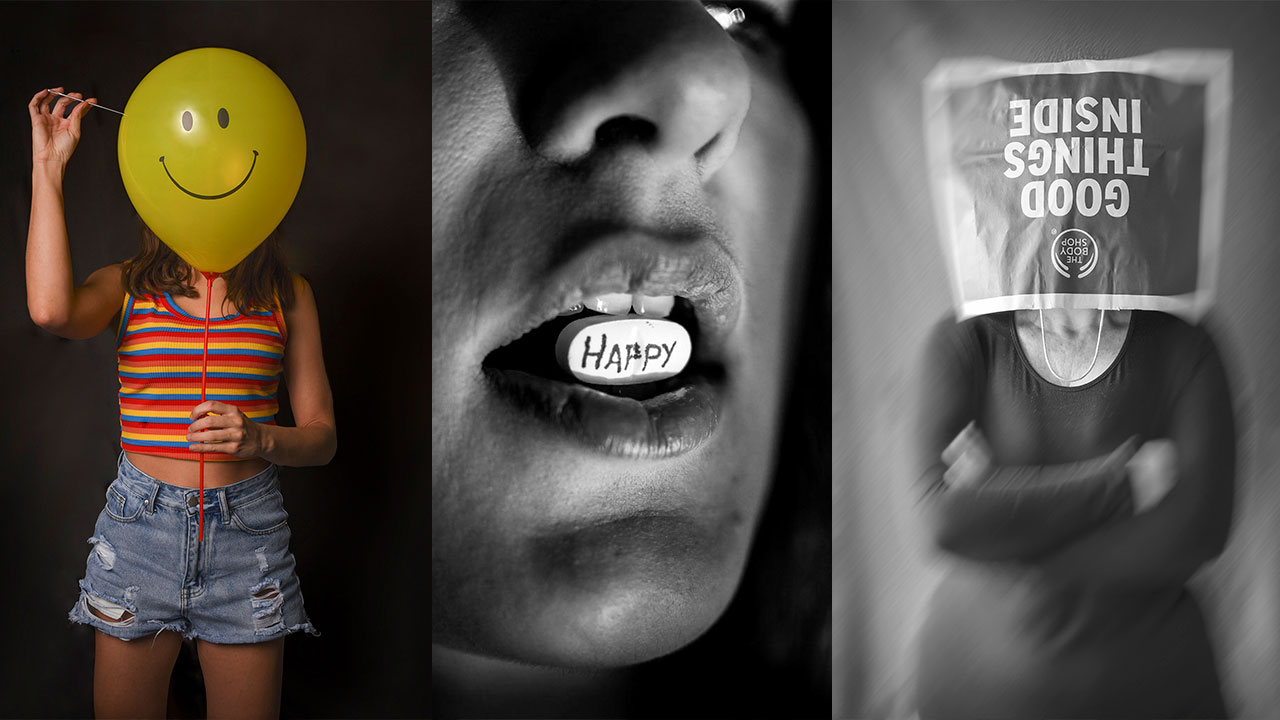 De izquierda a derecha, las fotografías ganadoras: 'Felicidad-infelicidad' (primer premio); 'Adicción' (segundo premio); y 'No te dejes AMORdazar' (tercer premio)